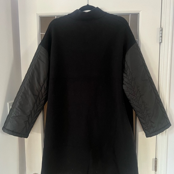 Strazzi Black Long Coat w Nylon Sleeves Zippered Collared Black XL new with tag - Picture 4 of 8